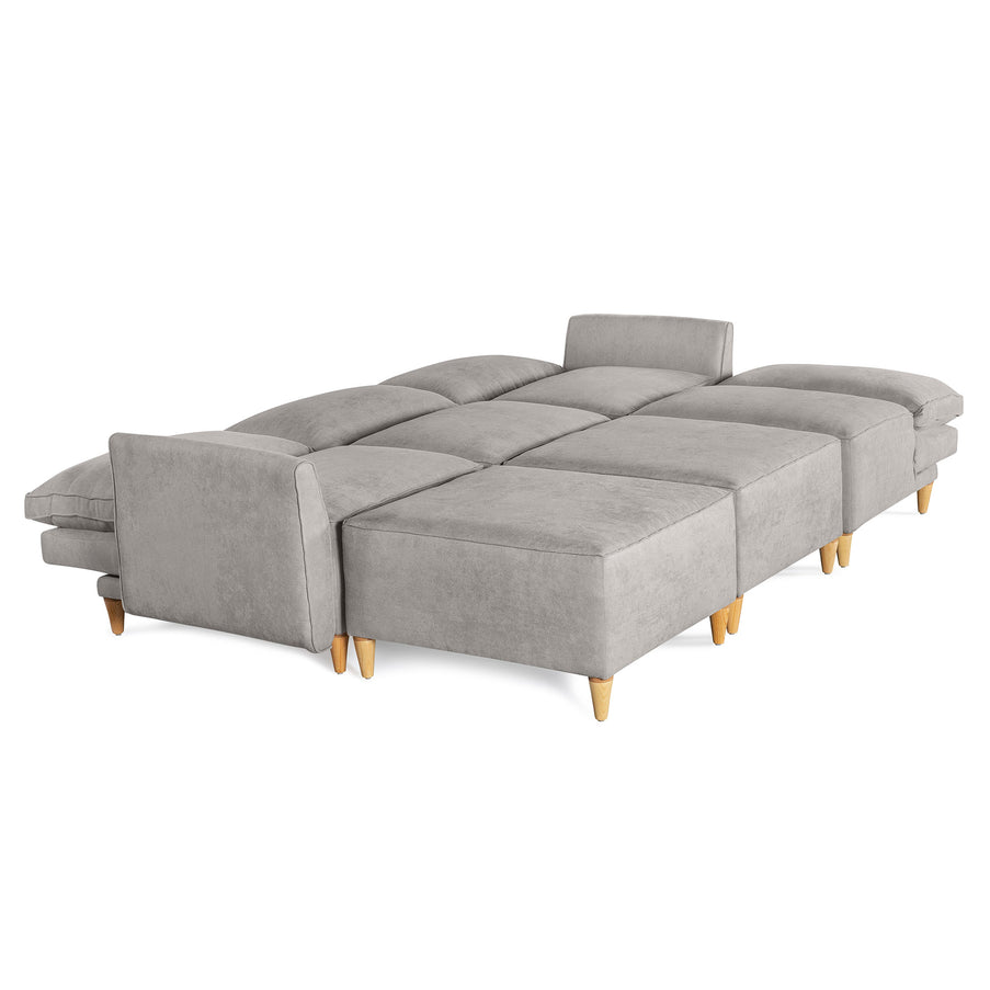 Sala De 6 Modulos Makora Morelli Memory Foam Grey Chenil Respaldo Reclinable De 3 Posiciones