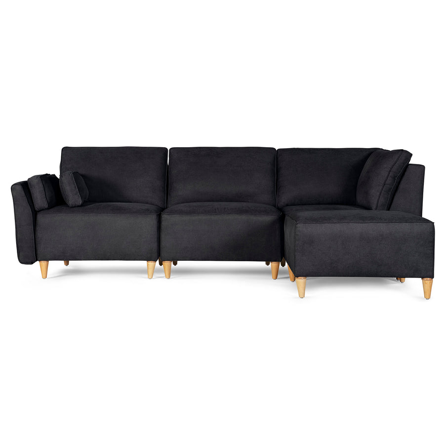 Sala De 4 Modulos Makora Morelli Memory Foam Negro Chenil Respaldo Reclinable De 3 Posiciones