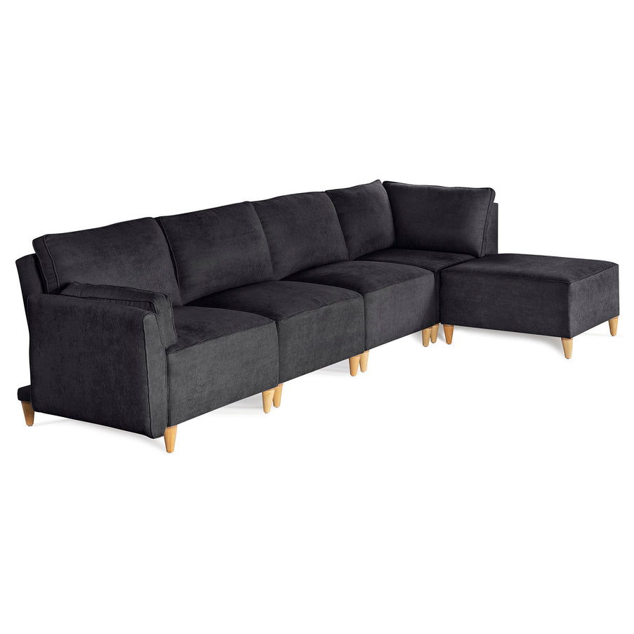 Sala De 5 Modulos Makora Morelli Memory Foam Negro Chenil Respaldo Reclinable De 3 Posiciones
