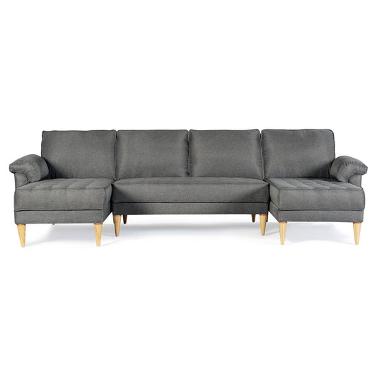 Sala Modular Doble Chaise Salazar Color Gris Oxford
