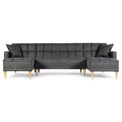 Sala Modular Doble Chaise Travis Color Gris Oxford