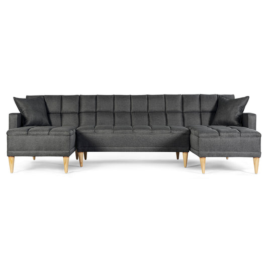 Sala Modular Doble Chaise Travis Color Gris Oxford