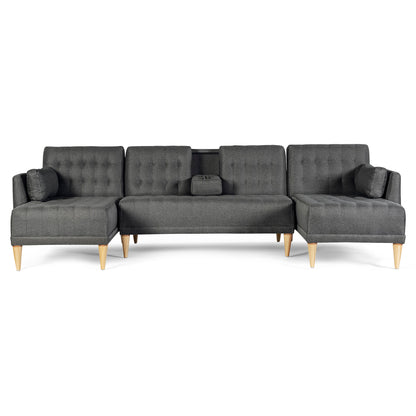 Sala Modular Doble Chaise Boyd Color Gris Oxford