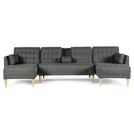 Sala Modular Doble Chaise Boyd Color Gris Oxford