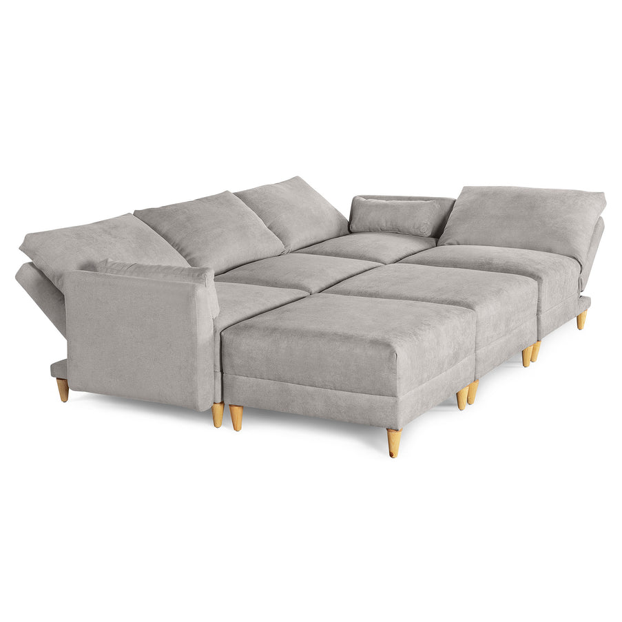 Sala De 6 Modulos Makora Everyn Memory Foam Grey Chenil Respaldo Reclinable De 3 Posiciones