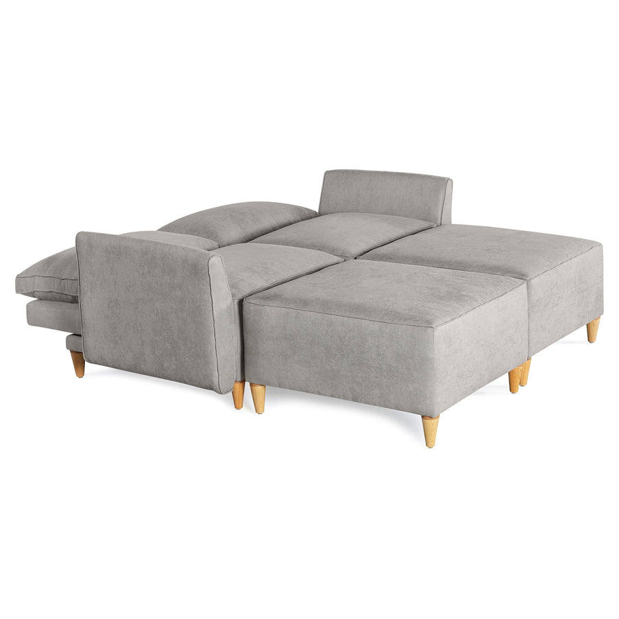 Sala De 4 Modulos Makora Morelli Memory Foam Grey Chenil Respaldo Reclinable De 3 Posiciones