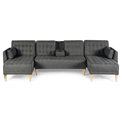 Sala Modular Doble Chaise Boyd Color Gris Oxford