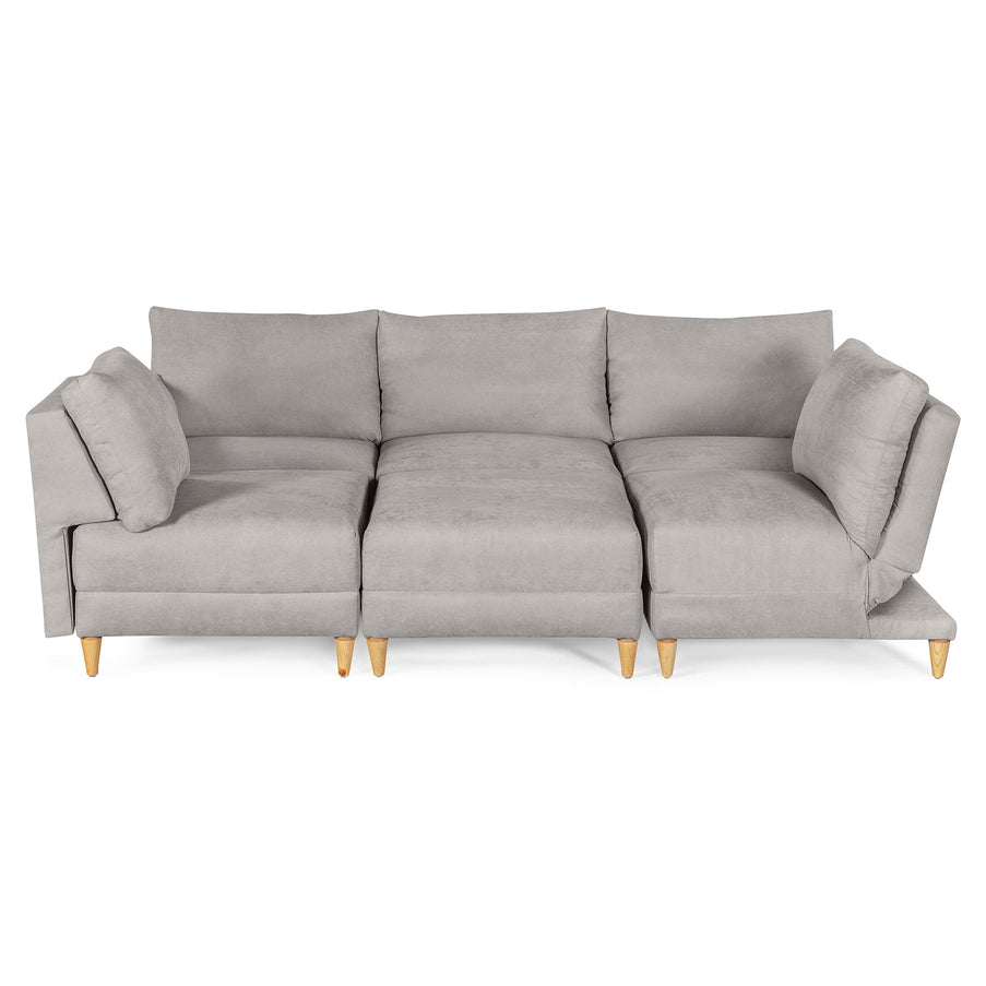 Sala De 6 Modulos Makora Everyn Memory Foam Grey Chenil Respaldo Reclinable De 3 Posiciones
