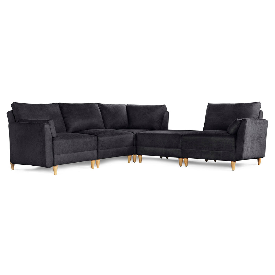 Sala De 5 Modulos Makora Everyn Memory Foam Negro Chenil Respaldo Reclinable De 3 Posiciones