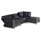 Sala De 4 Modulos Makora Everyn Memory Foam Negro Chenil Respaldo Reclinable De 3 Posiciones