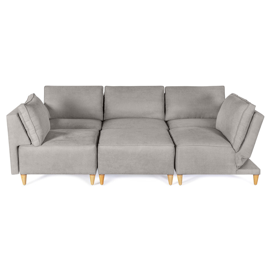 Sala De 6 Modulos Makora Morelli Memory Foam Grey Chenil Respaldo Reclinable De 3 Posiciones