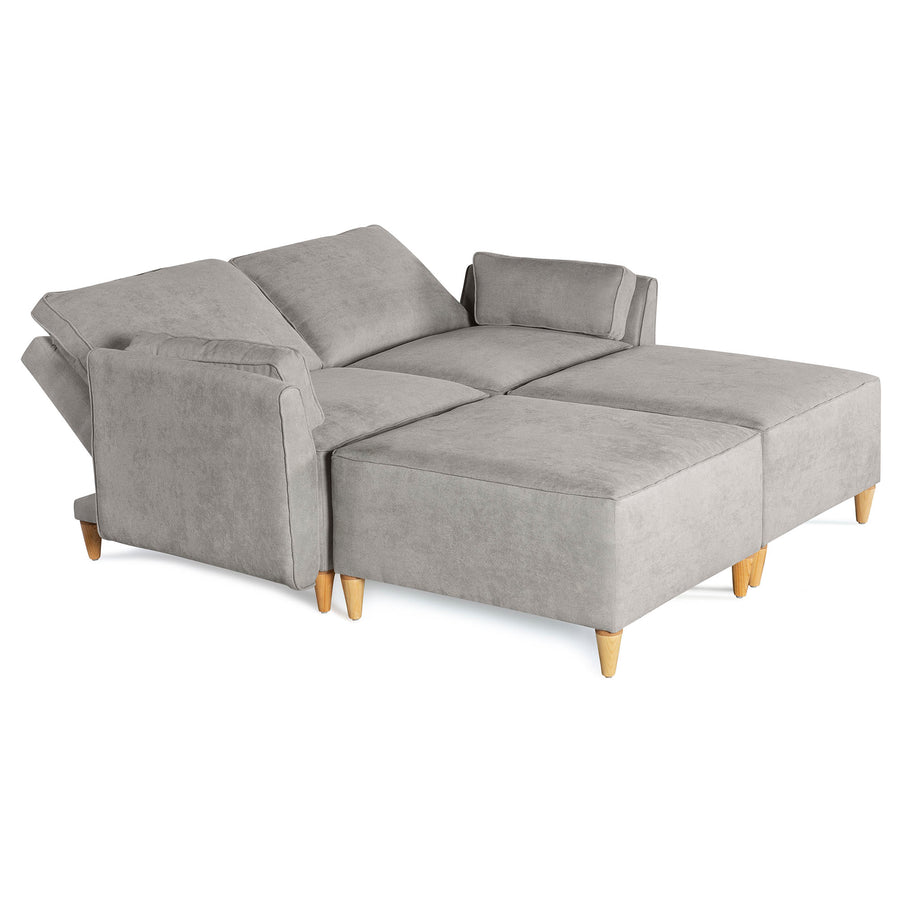 Sala De 4 Modulos Makora Morelli Memory Foam Grey Chenil Respaldo Reclinable De 3 Posiciones