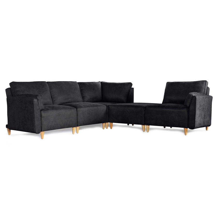 Sala De 5 Modulos Makora Morelli Memory Foam Negro Chenil Respaldo Reclinable De 3 Posiciones