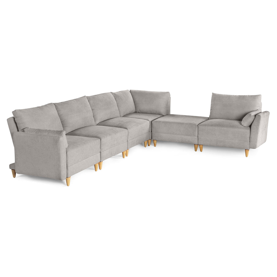 Sala De 6 Modulos Makora Everyn Memory Foam Grey Chenil Respaldo Reclinable De 3 Posiciones