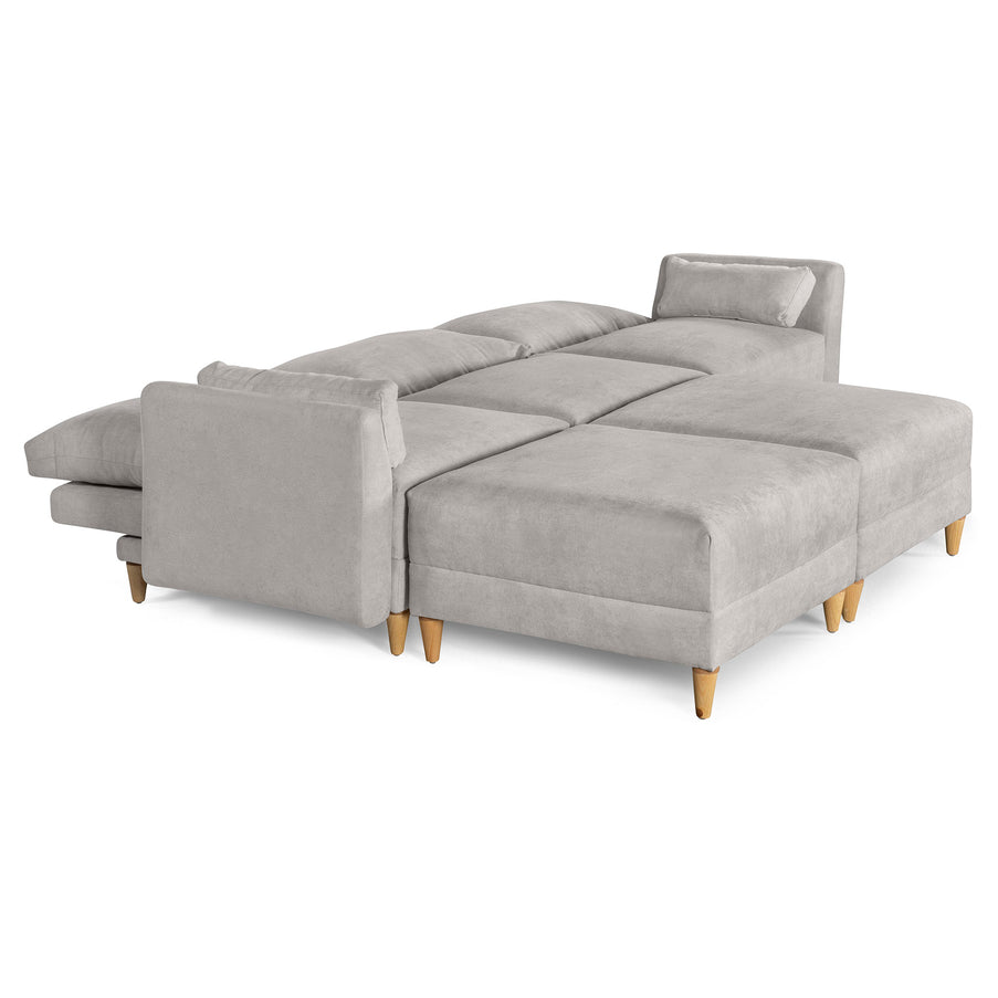 Sala De 5 Modulos Makora Everyn Memory Foam Grey Chenil Respaldo Reclinable De 3 Posiciones