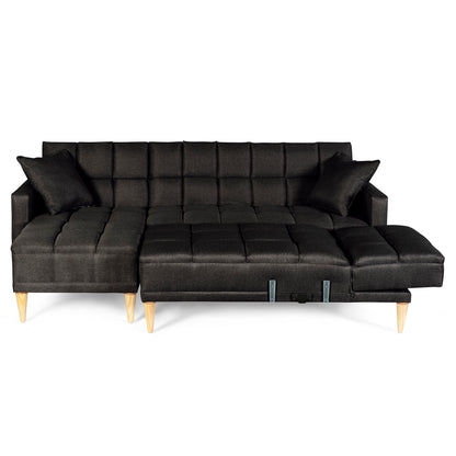 Sala Modular Doble Chaise Travis Color Negro