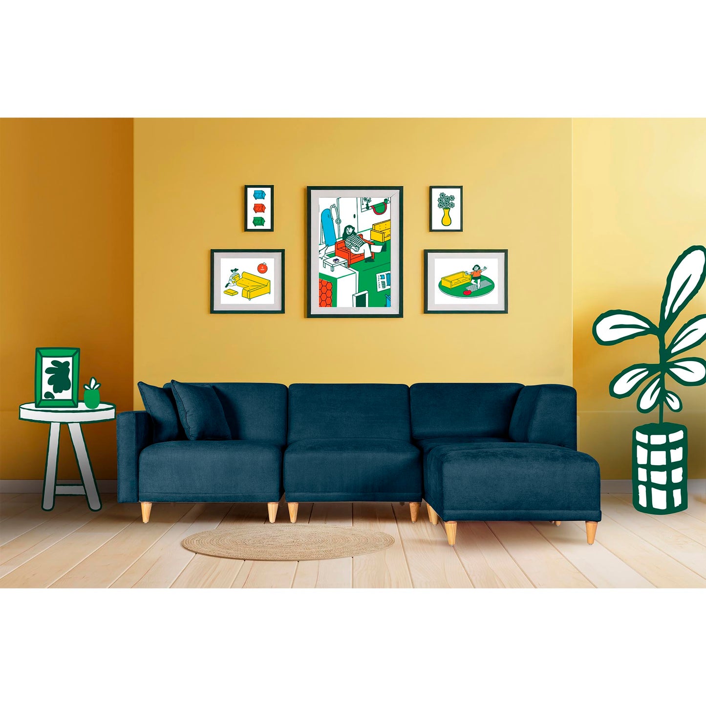 Sala modular Avalon de 4 modulos Color Azul