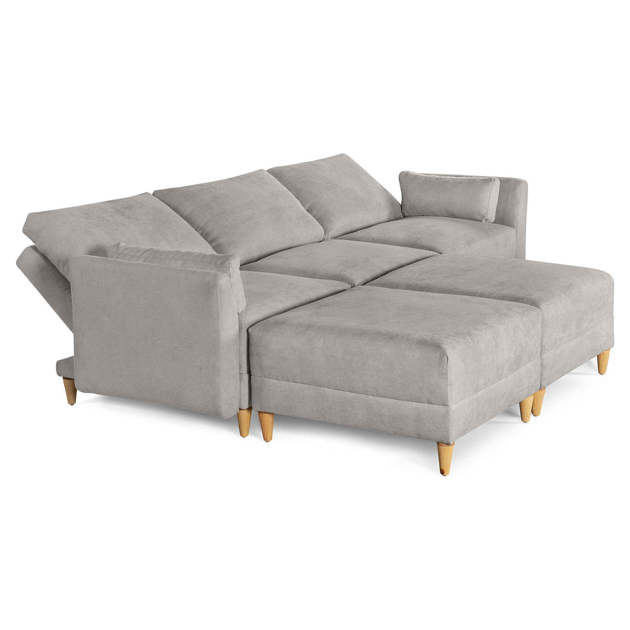 Sala De 5 Modulos Makora Everyn Memory Foam Grey Chenil Respaldo Reclinable De 3 Posiciones