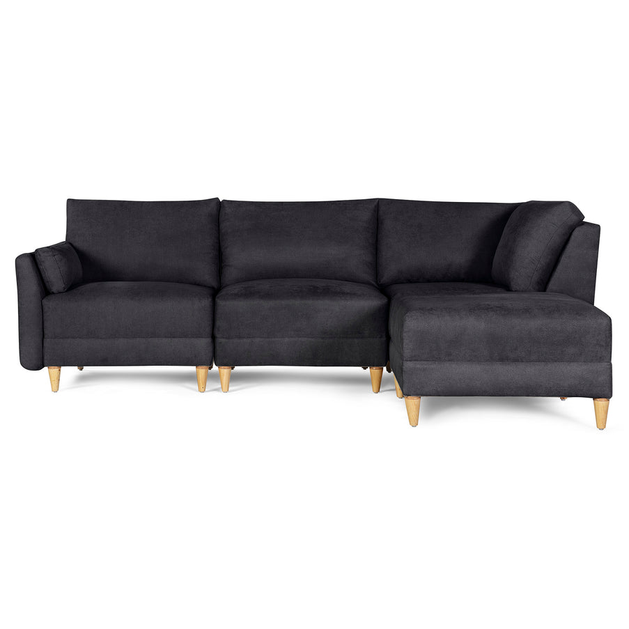 Sala De 4 Modulos Makora Everyn Memory Foam Negro Chenil Respaldo Reclinable De 3 Posiciones