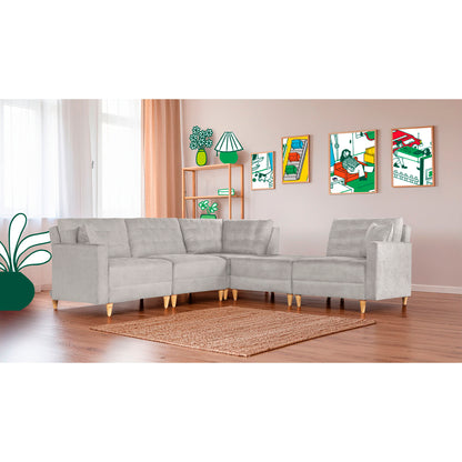 Sala Modular Godric de 5 modulos Color Gris Claro