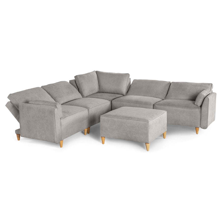 Sala De 6 Modulos Makora Morelli Memory Foam Grey Chenil Respaldo Reclinable De 3 Posiciones
