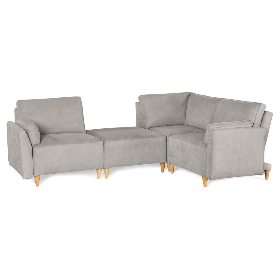 Sala De 4 Modulos Makora Morelli Memory Foam Grey Chenil Respaldo Reclinable De 3 Posiciones
