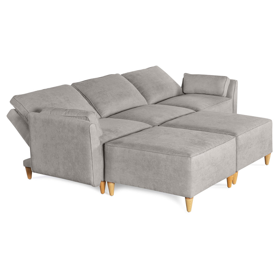 Sala De 5 Modulos Makora Morelli Memory Foam Grey Chenil Respaldo Reclinable De 3 Posiciones