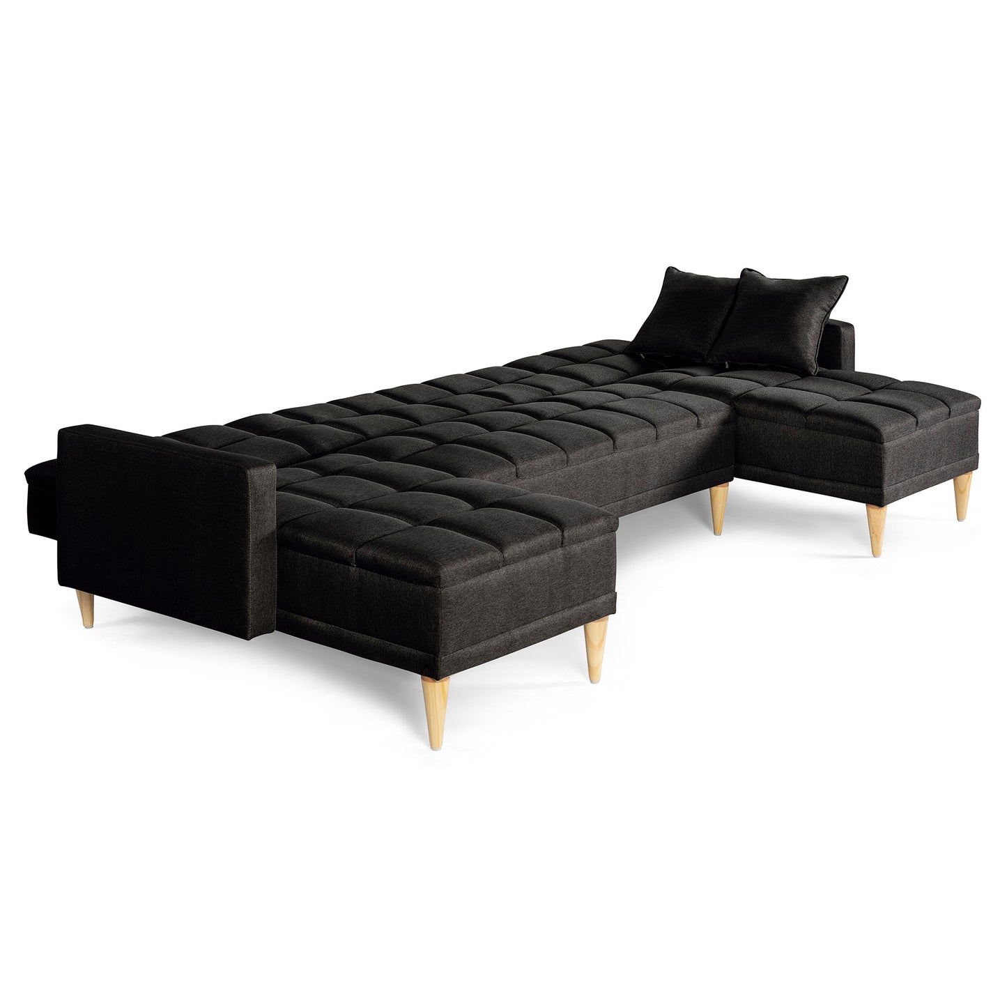 Sala Modular Doble Chaise Travis Color Negro