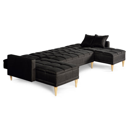 Sala Modular Doble Chaise Travis Color Negro