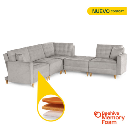 Sala Modular Godric de 5 modulos Color Gris Claro