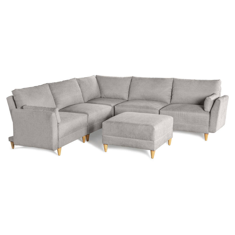 Sala De 6 Modulos Makora Everyn Memory Foam Grey Chenil Respaldo Reclinable De 3 Posiciones