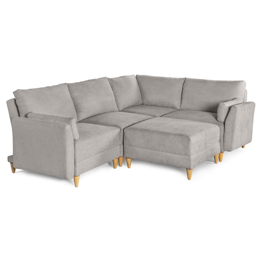 Sala De 5 Modulos Makora Everyn Memory Foam Grey Chenil Respaldo Reclinable De 3 Posiciones