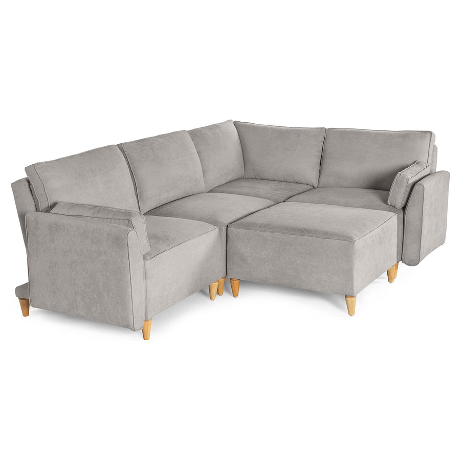 Sala De 5 Modulos Makora Morelli Memory Foam Grey Chenil Respaldo Reclinable De 3 Posiciones