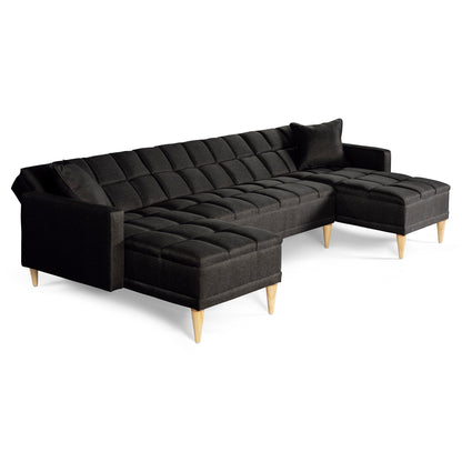Sala Modular Doble Chaise Travis Color Negro