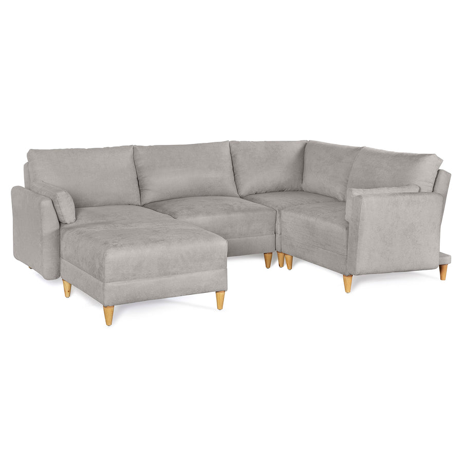 Sala De 5 Modulos Makora Everyn Memory Foam Grey Chenil Respaldo Reclinable De 3 Posiciones