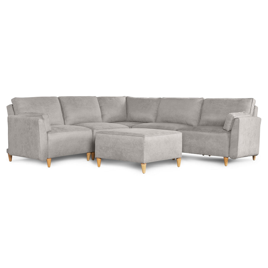 Sala De 6 Modulos Makora Morelli Memory Foam Grey Chenil Respaldo Reclinable De 3 Posiciones
