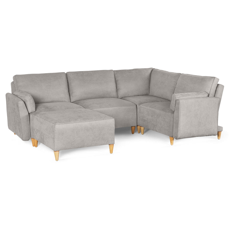 Sala De 5 Modulos Makora Morelli Memory Foam Grey Chenil Respaldo Reclinable De 3 Posiciones