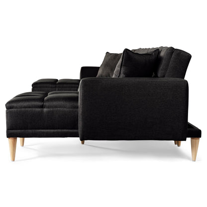 Sala Modular Doble Chaise Travis Color Negro