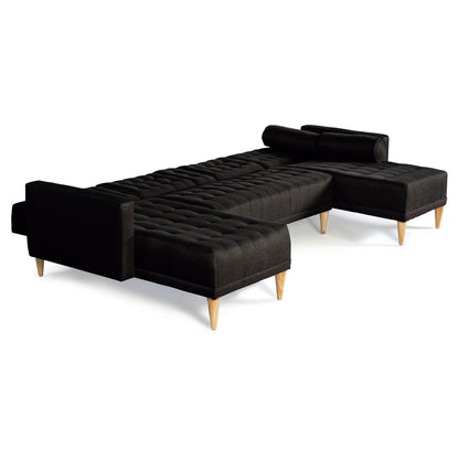 Sala Modular Doble Chaise Brandon Negro