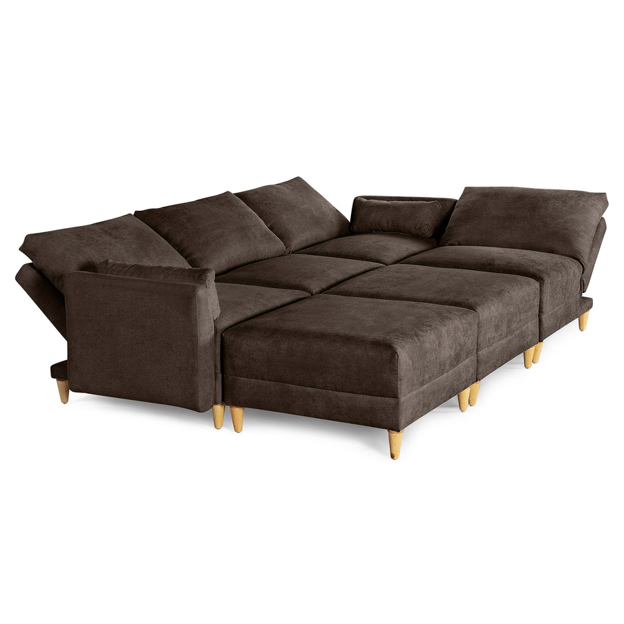 Sala De 6 Modulos Makora Everyn Memory Foam Chocolate Chenil Respaldo Reclinable De 3 Posiciones