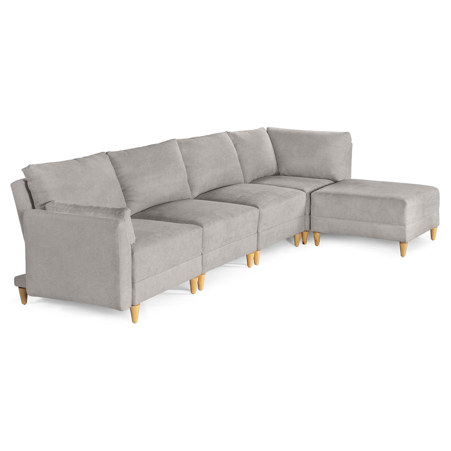 Sala De 5 Modulos Makora Everyn Memory Foam Grey Chenil Respaldo Reclinable De 3 Posiciones