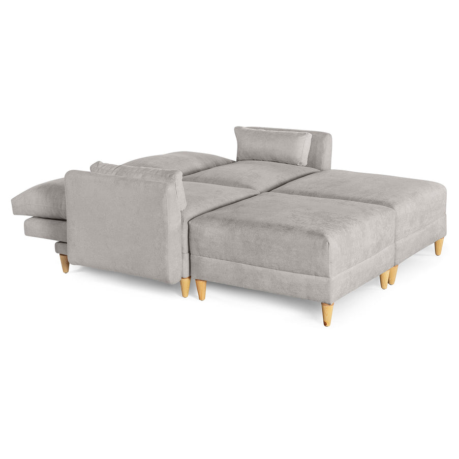 Sala De 4 Modulos Makora Everyn Memory Foam Grey Chenil Respaldo Reclinable De 3 Posiciones