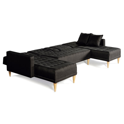 Sala Modular Doble Chaise Marietta Color Negro