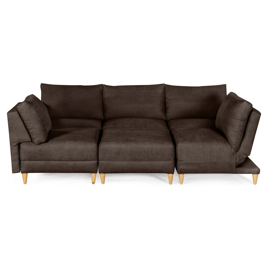 Sala De 6 Modulos Makora Everyn Memory Foam Chocolate Chenil Respaldo Reclinable De 3 Posiciones