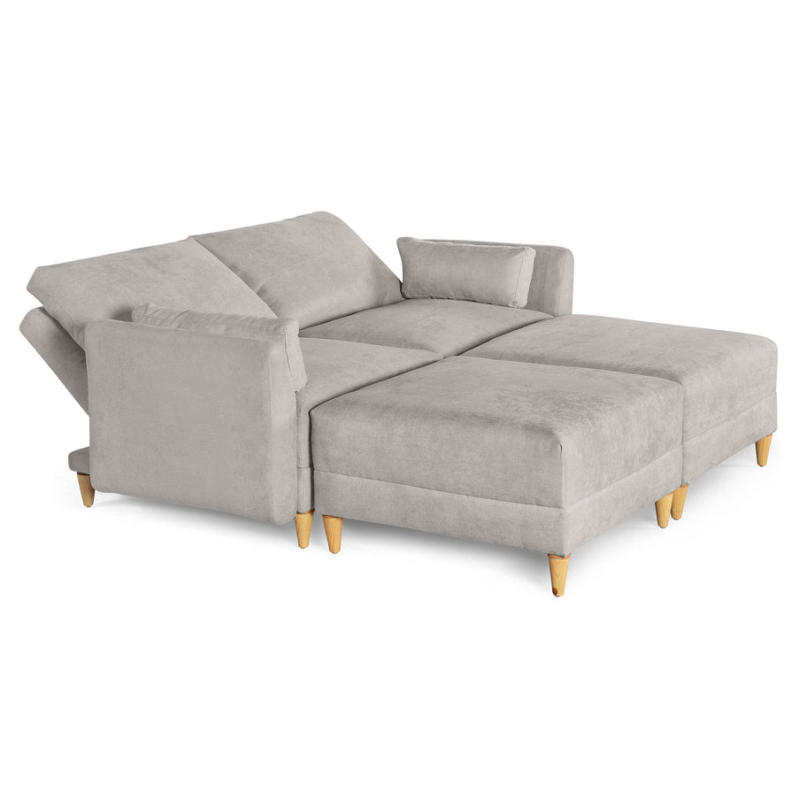 Sala De 4 Modulos Makora Everyn Memory Foam Grey Chenil Respaldo Reclinable De 3 Posiciones