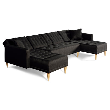 Sala Modular Doble Chaise Marietta Color Negro