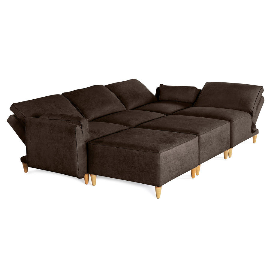 Sala De 6 Modulos Makora Morelli Memory Foam Chocolate Chenil Respaldo Reclinable De 3 Posiciones