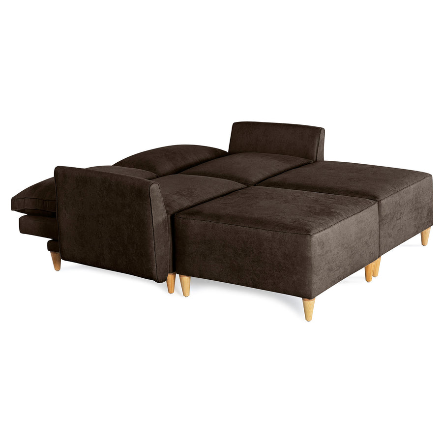 Sala De 4 Modulos Makora Morelli Memory Foam Chocolate Chenil Respaldo Reclinable De 3 Posiciones