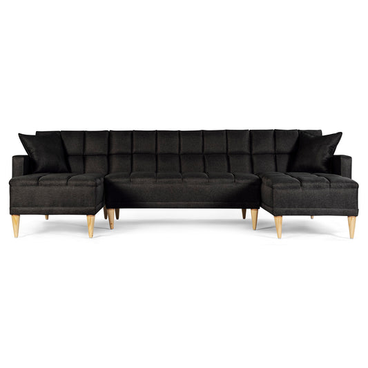 Sala Modular Doble Chaise Travis Color Negro