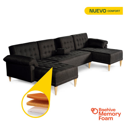 Sala Modular Doble Chaise Barker Color Negro